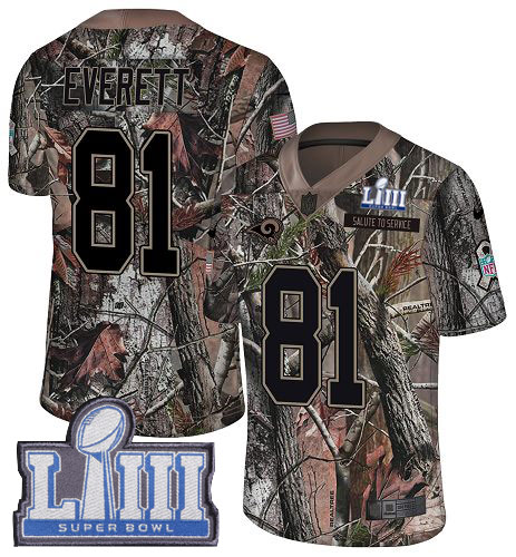 Nike Rams #81 Gerald Everett Camo Super Bowl LIII Bound Men's Stitched NFL Limited Rush Realtree Jersey