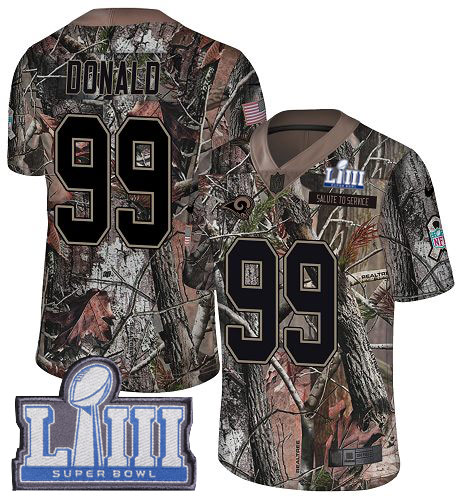 Nike Rams #99 Aaron Donald Camo Super Bowl LIII Bound Men's Stitched NFL Limited Rush Realtree Jersey