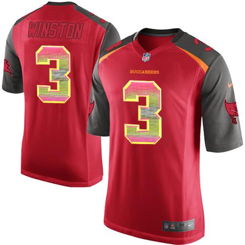 Nike Buccaneers #3 Jameis Winston Red Team Color Men's Stitched NFL Limited Strobe Jersey