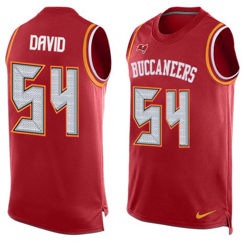 Nike Buccaneers #54 Lavonte David Red Team Color Men's Stitched NFL Limited Tank Top Jersey