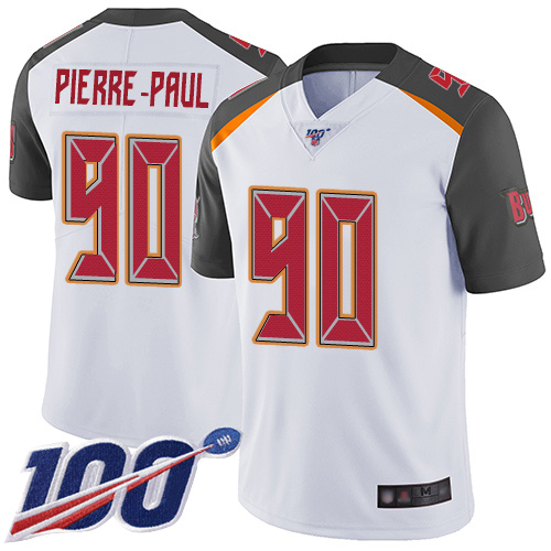 Buccaneers #90 Jason Pierre-Paul White Men's Stitched Football 100th Season Vapor Limited Jersey