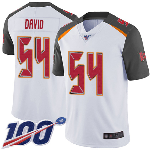 Buccaneers #54 Lavonte David White Men's Stitched Football 100th Season Vapor Limited Jersey - Click Image to Close