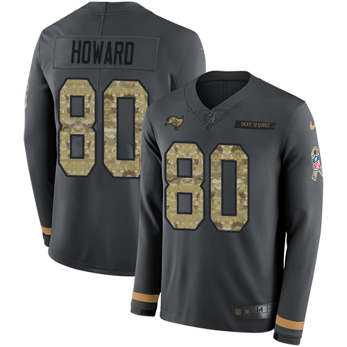 Nike Buccaneers #80 O. J. Howard Anthracite Salute to Service Men's Stitched NFL Limited Therma Long Sleeve Jersey