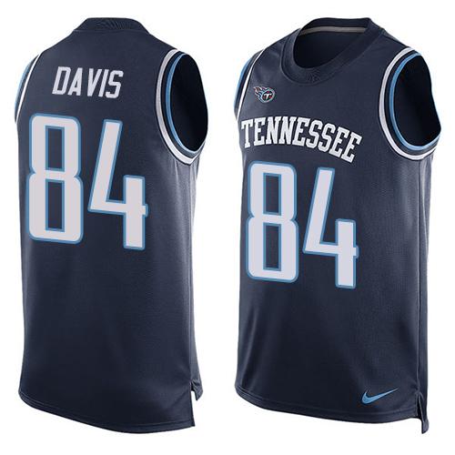 Nike Titans #84 Corey Davis Navy Blue Team Color Men's Stitched NFL Limited Tank Top Jersey - Click Image to Close