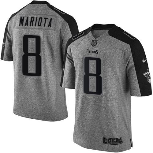 Nike Titans #8 Marcus Mariota Gray Men's Stitched NFL Limited Gridiron Gray Jersey - Click Image to Close