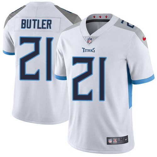 Nike Titans #21 Malcolm Butler White Men's Stitched NFL Vapor Untouchable Limited Jersey - Click Image to Close