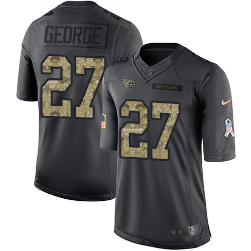 Nike Titans #27 Eddie George Black Men's Stitched NFL Limited 2016 Salute To Service Jersey - Click Image to Close