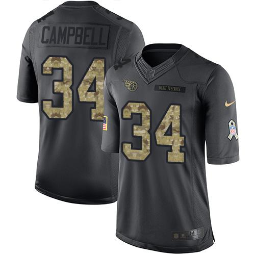 Nike Titans #34 Earl Campbell Black Men's Stitched NFL Limited 2016 Salute To Service Jersey - Click Image to Close