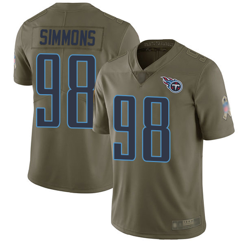 Titans #98 Jeffery Simmons Olive Men's Stitched Football Limited 2017 Salute To Service Jersey