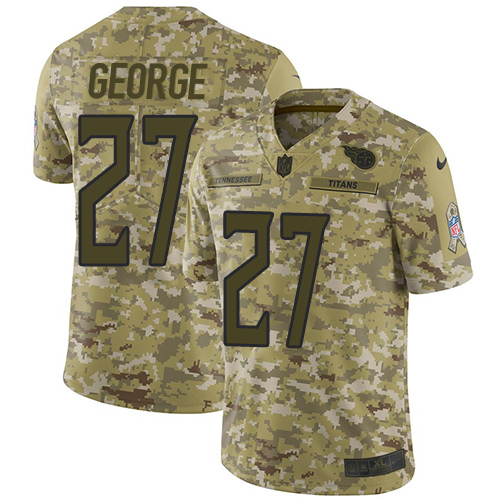 Nike Titans #27 Eddie George Camo Men's Stitched NFL Limited 2018 Salute To Service Jersey - Click Image to Close