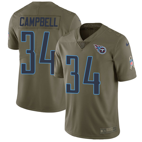 Nike Titans #34 Earl Campbell Olive Men's Stitched NFL Limited 2017 Salute to Service Jersey