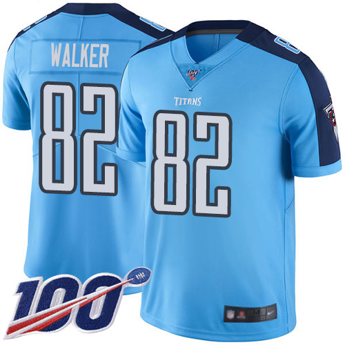 Titans #82 Delanie Walker Light Blue Men's Stitched Football Limited Rush 100th Season Jersey