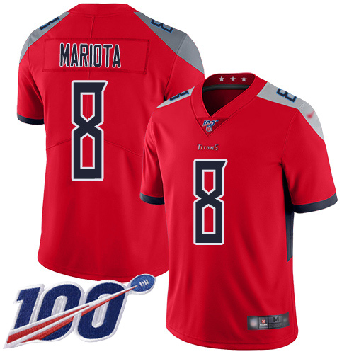 Titans #8 Marcus Mariota Red Men's Stitched Football Limited Inverted Legend 100th Season Jersey