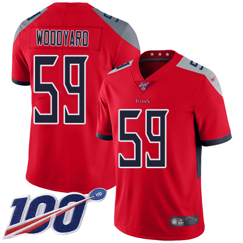 Titans #59 Wesley Woodyard Red Men's Stitched Football Limited Inverted Legend 100th Season Jersey