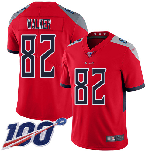 Titans #82 Delanie Walker Red Men's Stitched Football Limited Inverted Legend 100th Season Jersey