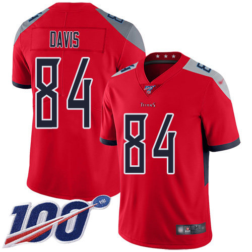 Titans #84 Corey Davis Red Men's Stitched Football Limited Inverted Legend 100th Season Jersey