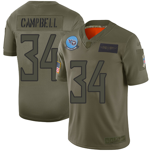 Titans #34 Earl Campbell Camo Men's Stitched Football Limited 2019 Salute To Service Jersey