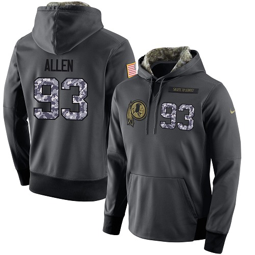 NFL Men's Nike Washington Redskins #93 Jonathan Allen Stitched Black Anthracite Salute to Service Player Performance Hoodie