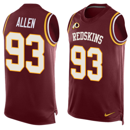 Nike Redskins #93 Jonathan Allen Burgundy Red Team Color Men's Stitched NFL Limited Tank Top Jersey