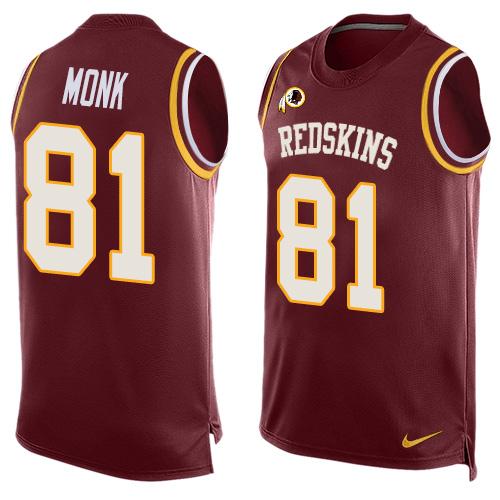 Nike Redskins #81 Art Monk Burgundy Red Team Color Men's Stitched NFL Limited Tank Top Jersey