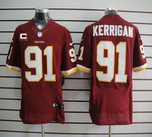 Nike Redskins #91 Ryan Kerrigan Burgundy Red Team Color With C Patch Men's Stitched NFL Elite Jersey