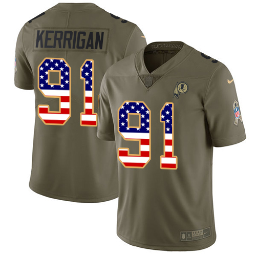 Nike Redskins #91 Ryan Kerrigan Olive/USA Flag Men's Stitched NFL Limited 2017 Salute To Service Jersey