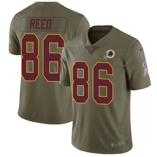 Nike Redskins #86 Jordan Reed Olive Men's Stitched NFL Limited 2017 Salute to Service Jersey - Click Image to Close