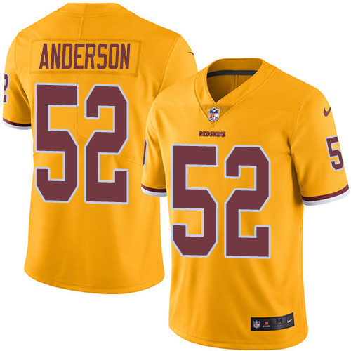 Nike Redskins #52 Ryan Anderson Gold Men's Stitched NFL Limited Rush Jersey - Click Image to Close