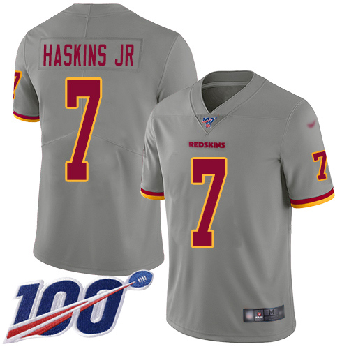 Redskins #7 Dwayne Haskins Jr Gray Men's Stitched Football Limited Inverted Legend 100th Season Jersey