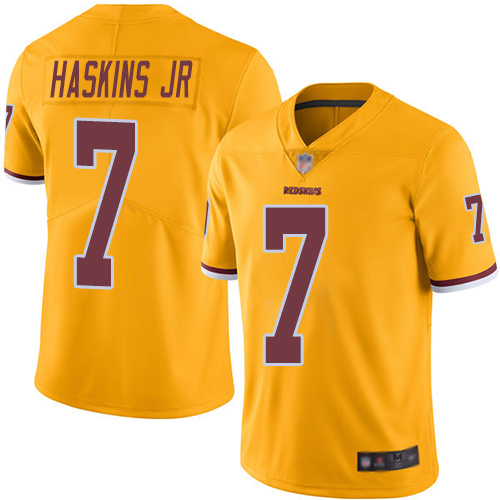 Redskins #7 Dwayne Haskins Jr Gold Men's Stitched Football Limited Rush Jersey - Click Image to Close