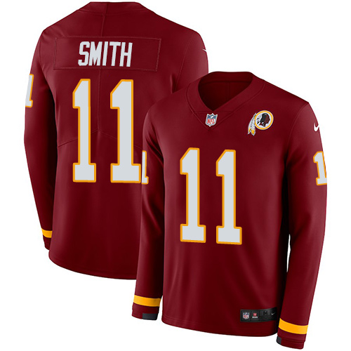 Nike Redskins #11 Alex Smith Burgundy Red Team Color Men's Stitched NFL Limited Therma Long Sleeve Jersey