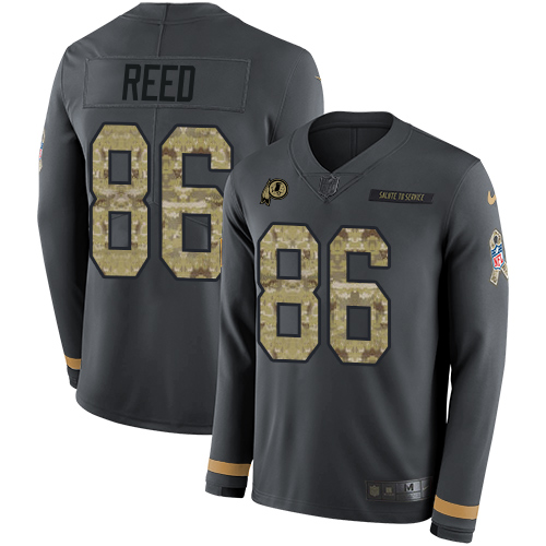 Nike Redskins #86 Jordan Reed Anthracite Salute to Service Men's Stitched NFL Limited Therma Long Sleeve Jersey