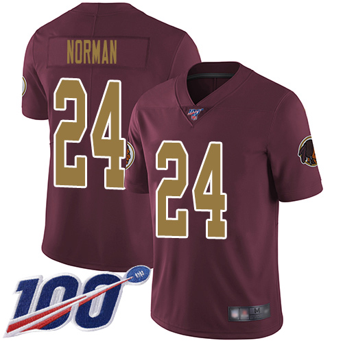 Redskins #24 Josh Norman Burgundy Red Alternate Men's Stitched Football 100th Season Vapor Limited Jersey