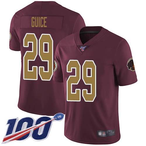 Redskins #29 Derrius Guice Burgundy Red Alternate Men's Stitched Football 100th Season Vapor Limited Jersey