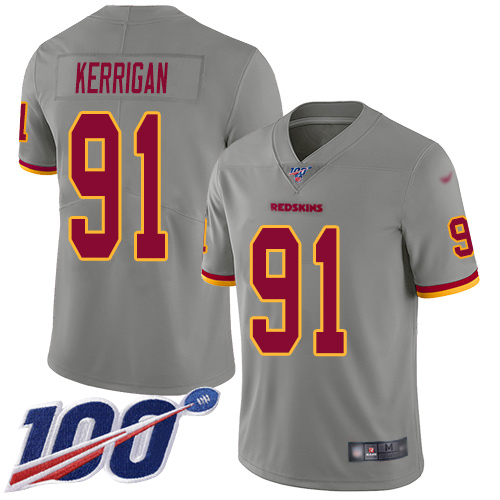 Redskins #91 Ryan Kerrigan Gray Men's Stitched Football Limited Inverted Legend 100th Season Jersey