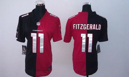 Nike Cardinals #11 Larry Fitzgerald Black/Red Women's Stitched NFL Elite Split Jersey