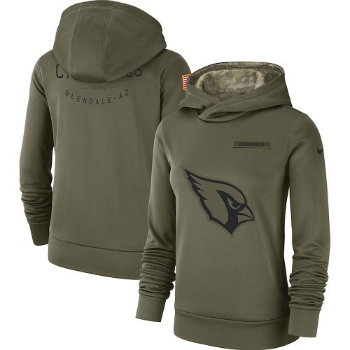 Women's Arizona Cardinals Nike Olive Salute to Service Sideline Therma Performance Pullover Hoodie