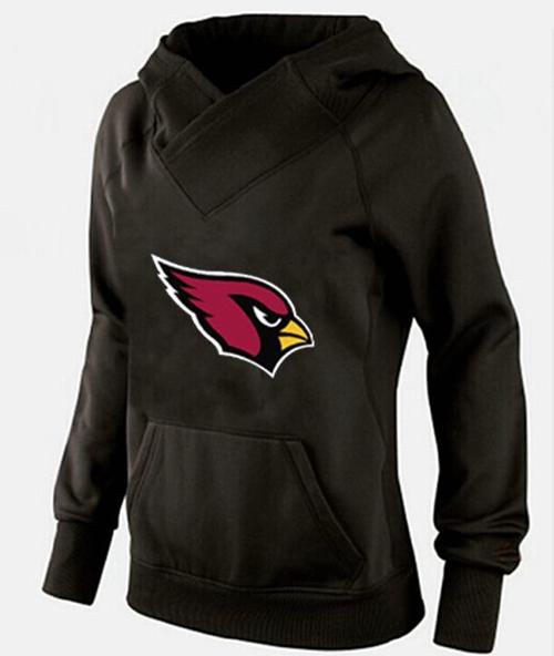 Women's Arizona Cardinals Logo Pullover Hoodie Black - Click Image to Close