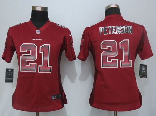 Nike Cardinals #21 Patrick Peterson Red Team Color Women's Stitched NFL Elite Strobe Jersey