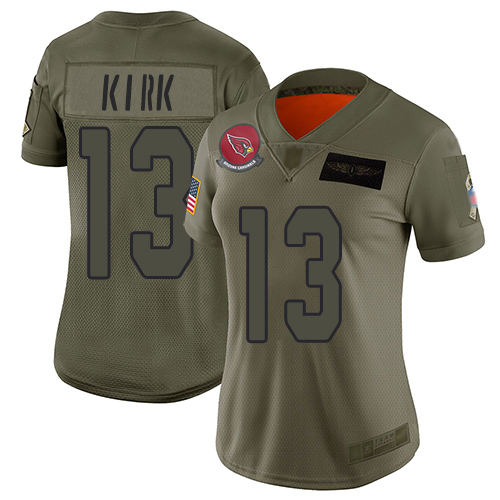 Cardinals #13 Christian Kirk Camo Women's Stitched Football Limited 2019 Salute to Service Jersey