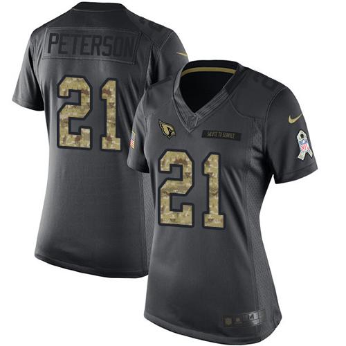 Nike Cardinals #21 Patrick Peterson Black Women's Stitched NFL Limited 2016 Salute to Service Jersey - Click Image to Close