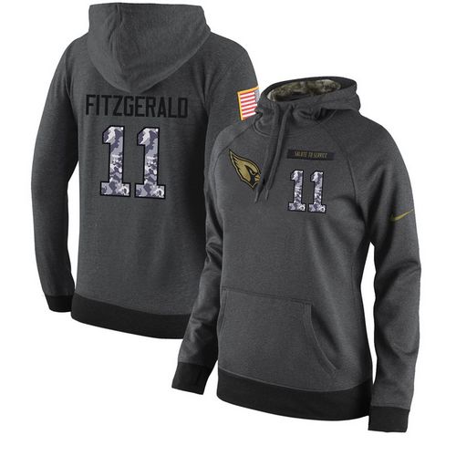 NFL Women's Nike Arizona Cardinals #11 Larry Fitzgerald Stitched Black Anthracite Salute to Service Player Performance Hoodie