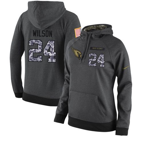 NFL Women's Nike Arizona Cardinals #24 Adrian Wilson Stitched Black Anthracite Salute to Service Player Performance Hoodie