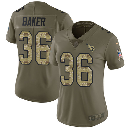 Nike Cardinals #36 Budda Baker Olive/Camo Women's Stitched NFL Limited 2017 Salute to Service Jersey