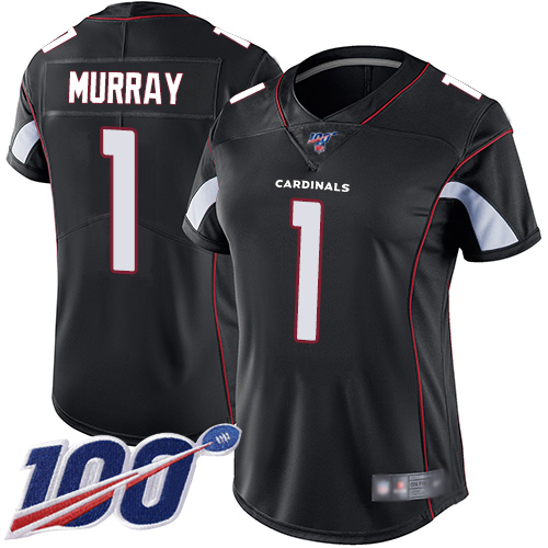 Cardinals #1 Kyler Murray Black Alternate Women's Stitched Football 100th Season Vapor Limited Jersey - Click Image to Close