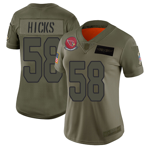 Cardinals #58 Jordan Hicks Camo Women's Stitched Football Limited 2019 Salute to Service Jersey