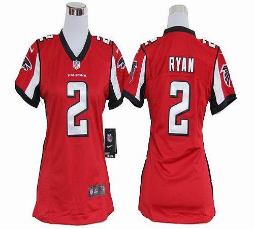 Nike Falcons #2 Matt Ryan Red Team Color Women's Stitched NFL Elite Jersey