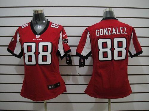 Nike Falcons #88 Tony Gonzalez Red Team Color Women's Stitched NFL Elite Jersey