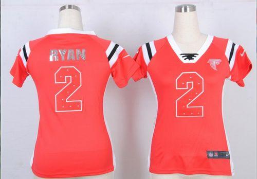 Nike Falcons #2 Matt Ryan Red Team Color Women's Stitched NFL Elite Draft Him Shimmer Jersey