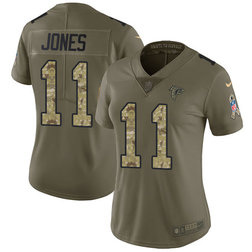 Nike Falcons #11 Julio Jones Olive/Camo Women's Stitched NFL Limited 2017 Salute to Service Jersey - Click Image to Close